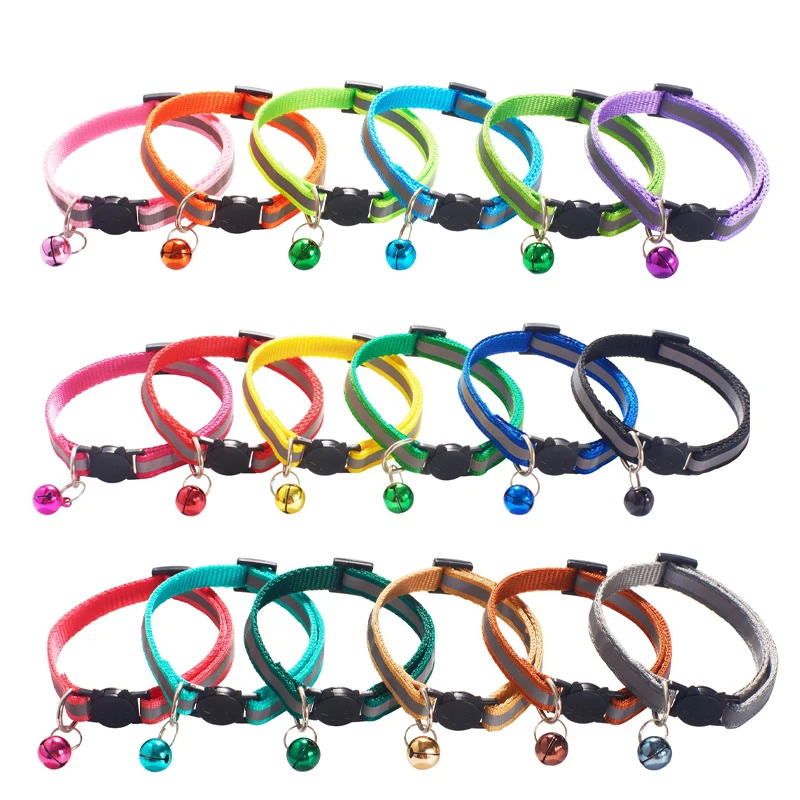 15 Color Reflective Nylon Dog Collar Night Safety Flashing Light Up Adjustable Dog Leash Pet Collar for Small Cats Dogs Supplies