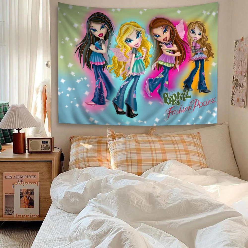 Lovely Doll Bratz Chart Tapestry Art Science Fiction Room Home Decor Cheap Hippie Wall Hanging