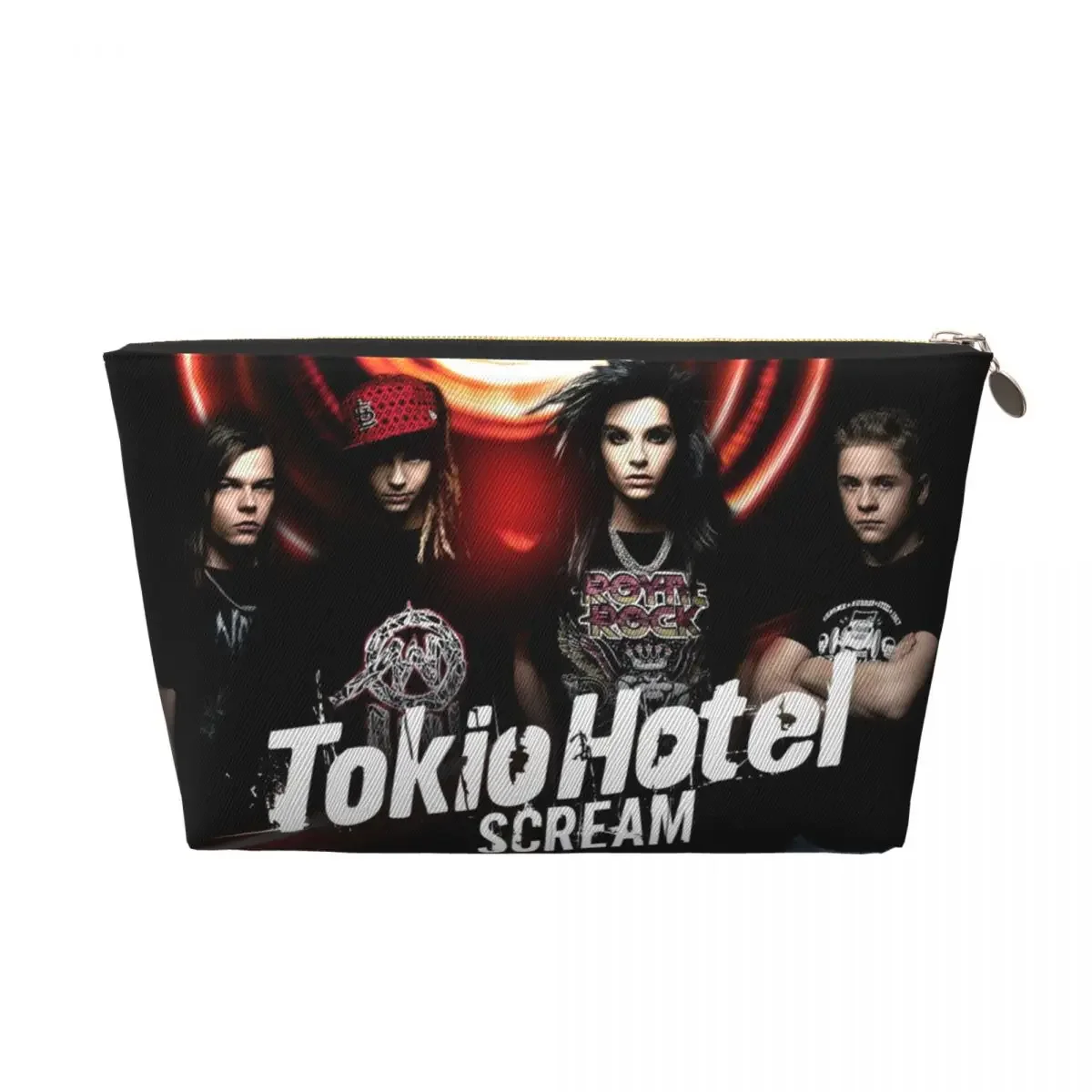 Custom Travel Tokio Hotel German Rock Music Toiletry Bag Portable Makeup Cosmetic Organizer Women Beauty Storage Dopp Kit Box