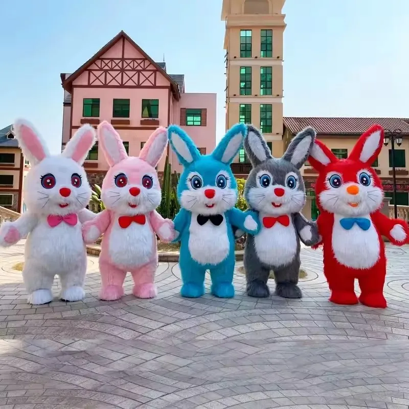 2M/2.6M Gigante Coniglio Peloso Costume Gonfiabile Peluche Coniglietto di Pasqua Abiti Cosplay Puntelli Festa di Carnevale Prestazioni Partito Dressing U