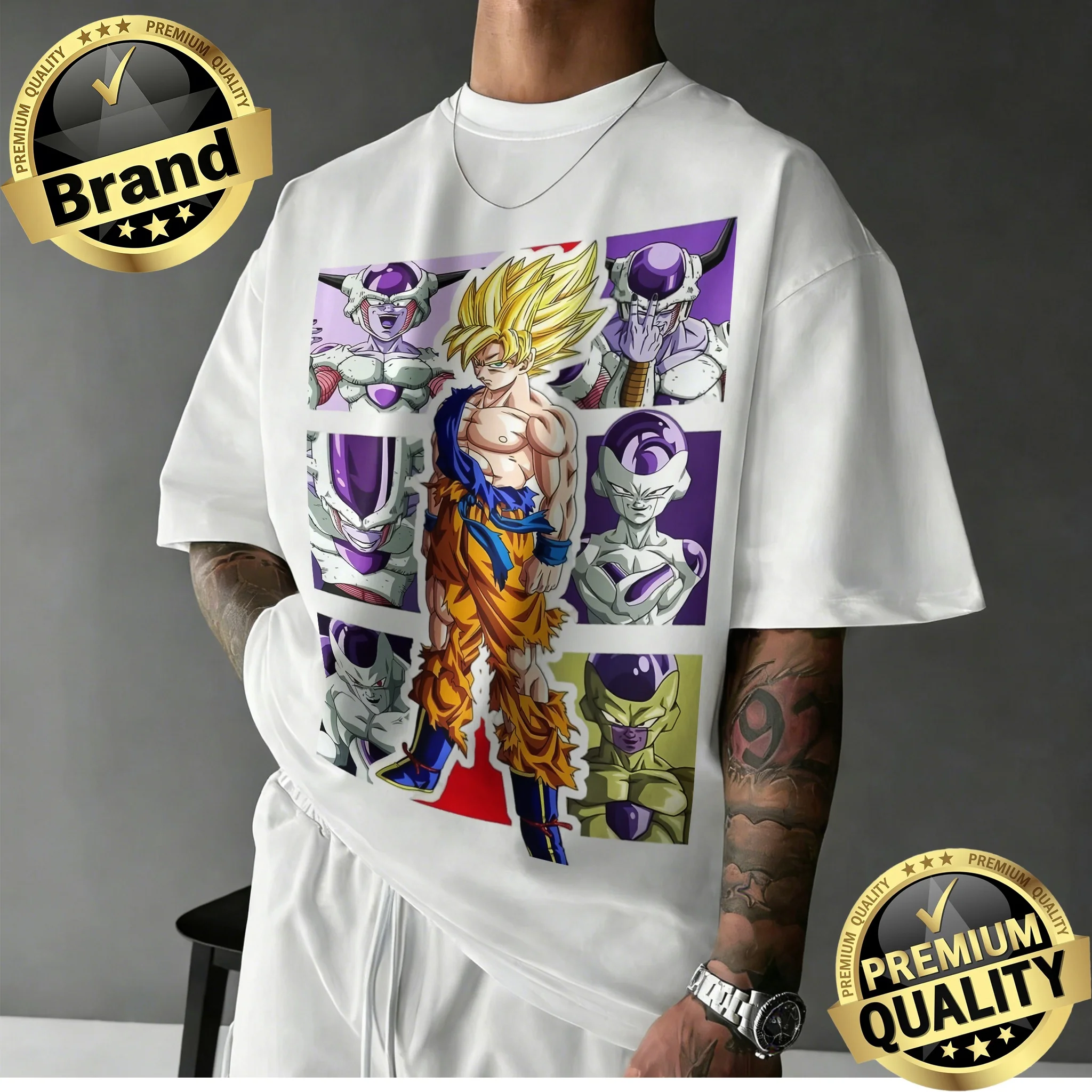 2026 Summer Dragon Ball Z 100% Cotton Oversized T-shirt for Men Kids Goku Super Saiyan Vs Frieza All Forms Retro Anime Print Tee - view 4