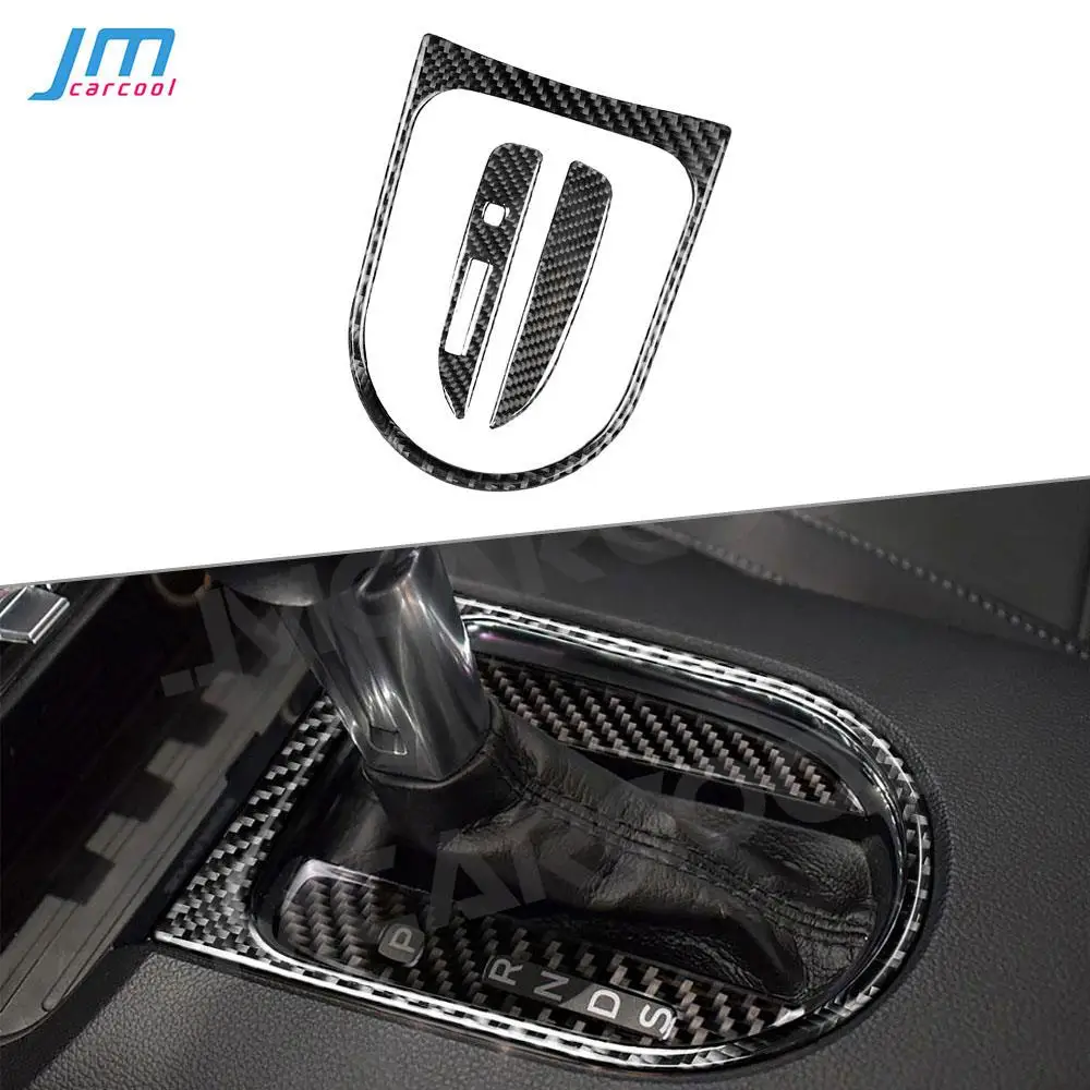 

For Ford Mustang 2015 2016 2017 Gear Head Shift Knob Panel Cover Frame Sticker Carbon Fiber Car Interior Trim