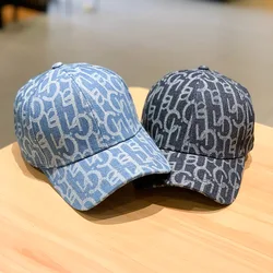 The New Four Seasons Baseball Cap Denim Fabric Monogram Printed Cap Outdoor Sports Breathable Head Circumference Adjustable Hat