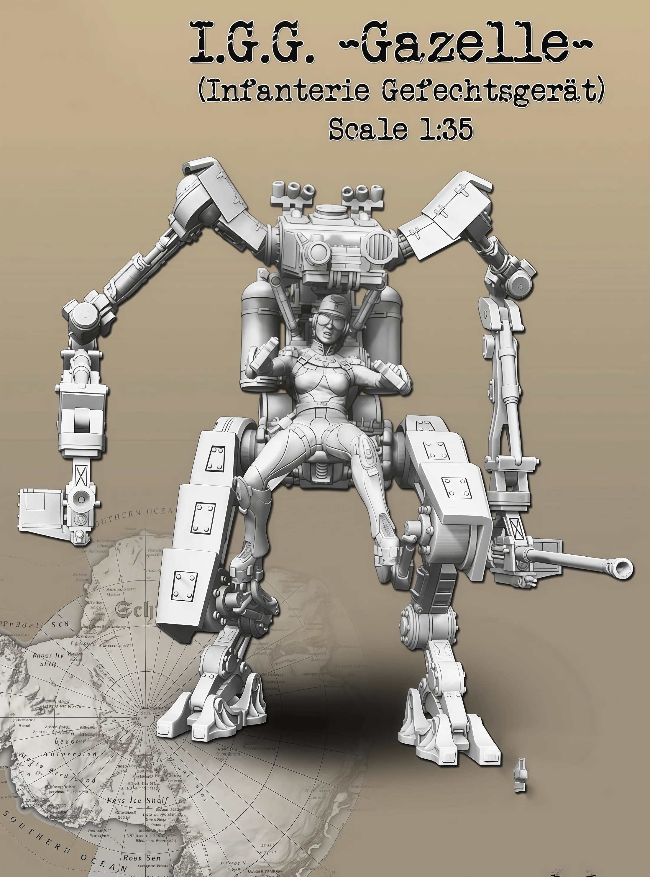 

1/35 Cast Resin Model, Scene Model Making Mechanical Infantry GK, Uncolored Model