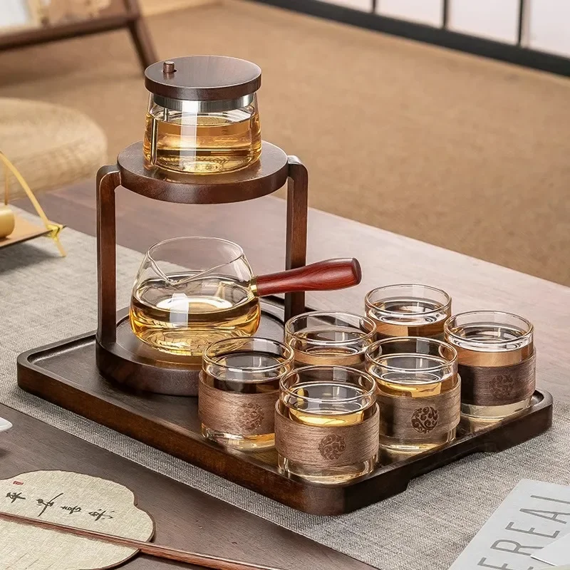 High End Heat-resistant Glass Automatic Tea Maker Home Office Push To Brew Tea Kettle Glass Kung Fu Tea Set