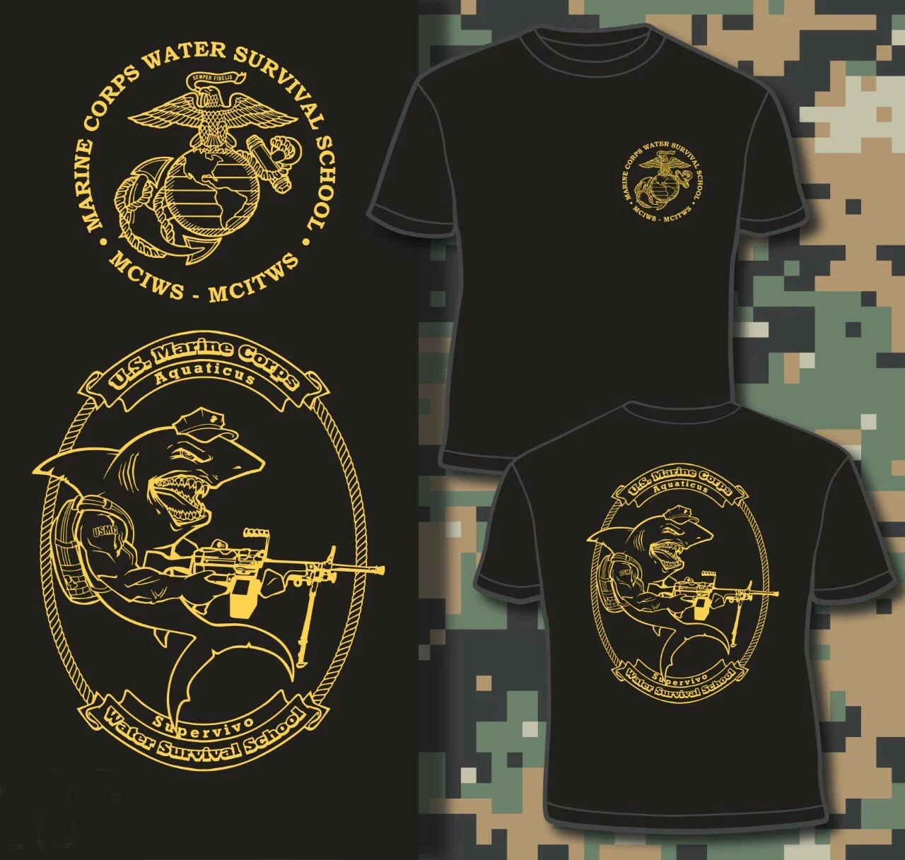 

US Marine Corps Water Survival School Instructor and Trainer T-Shirt 100% Cotton O-Neck Short Sleeve Summer Casual Mens T-shirt