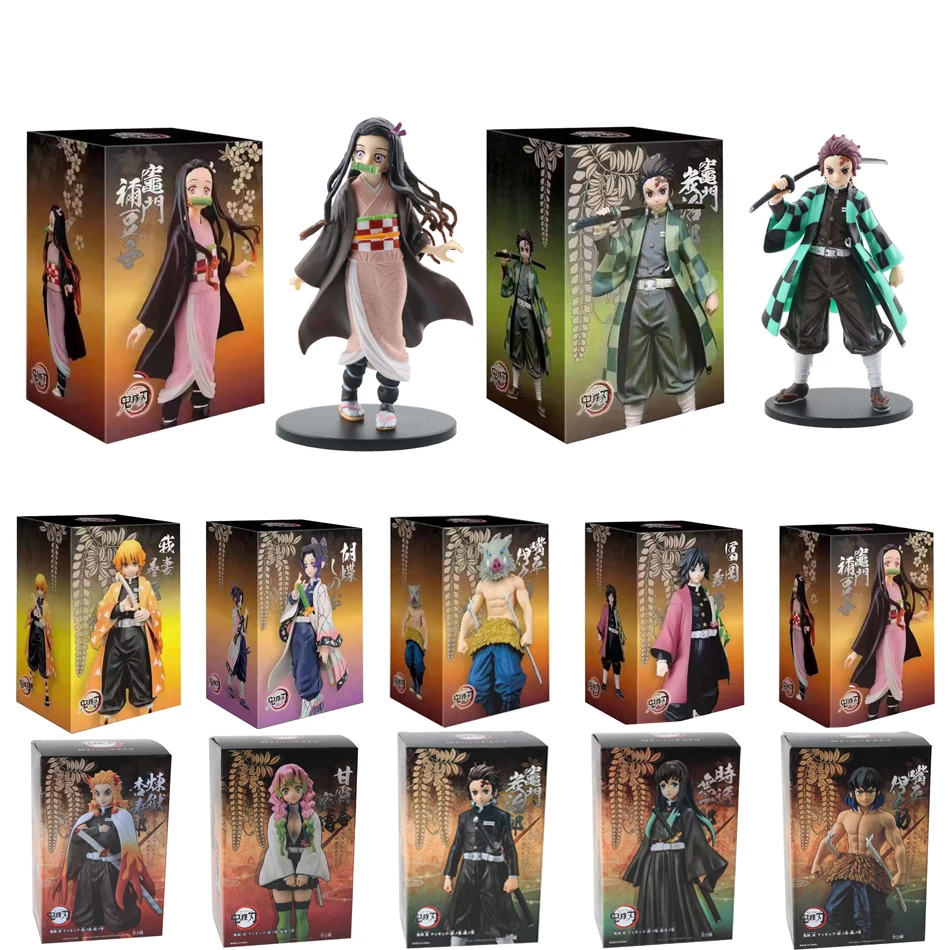 6PCS Anime Figure Demon Slayer Figures Kimetsu No Yaiba Doll Tanjiro Nezuko Zenitsu Figurine  Warrior Action Figure Model Toys