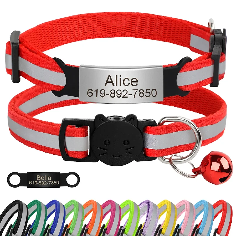 Reflective cat collar, Puppy Cat pet neck chain with Bell, with anti-lost function, suitable for cats