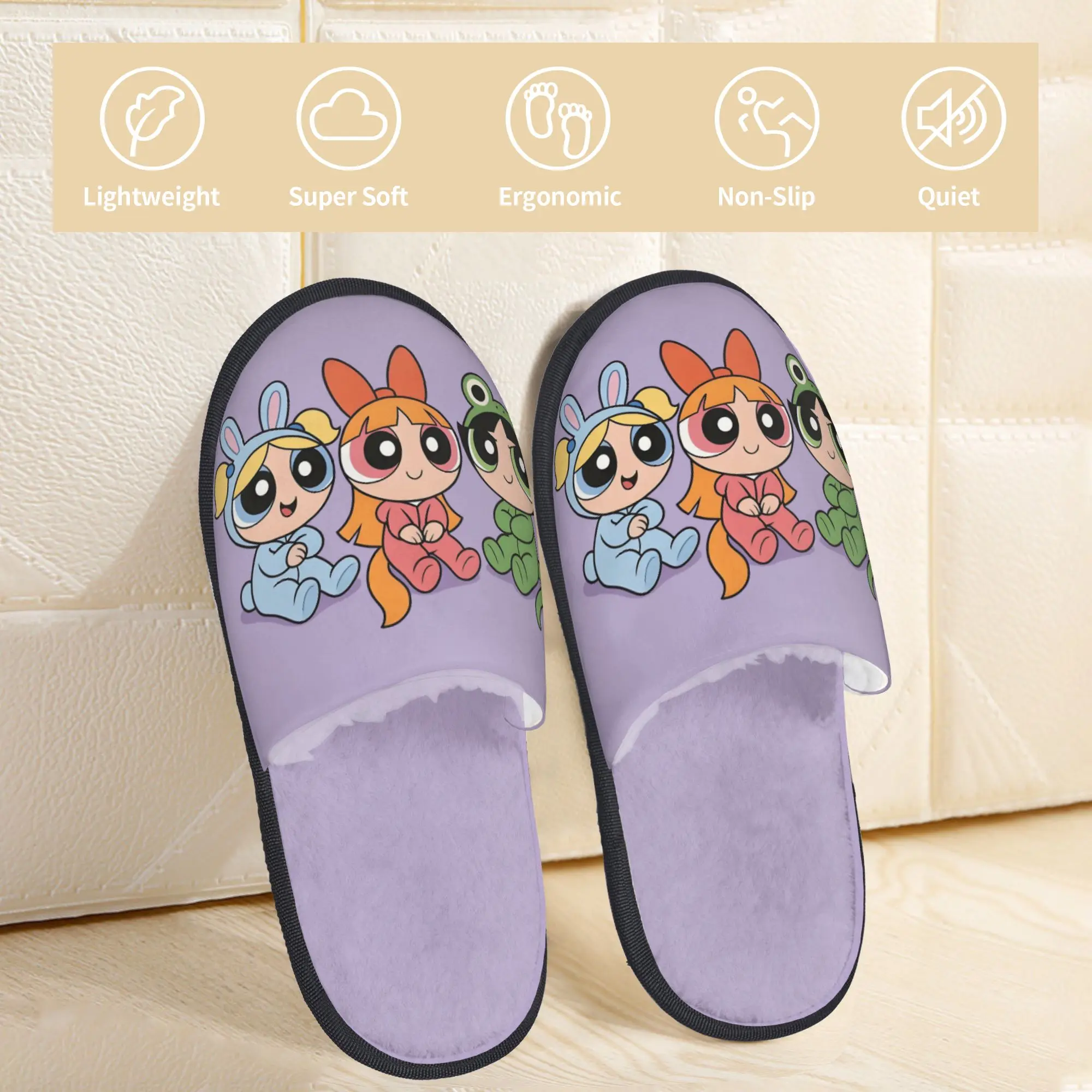 Custom Poweres Anime Puffes Memory Foam Slippers Women Comfy Warm Buttercup Blossom Bunny House Slippers