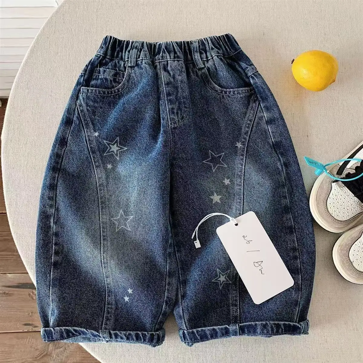 Children's Jeans 2026 Autumn New Product Boys' and Girls' Spliced Loose Printed Pants Baby Korean Version Pants