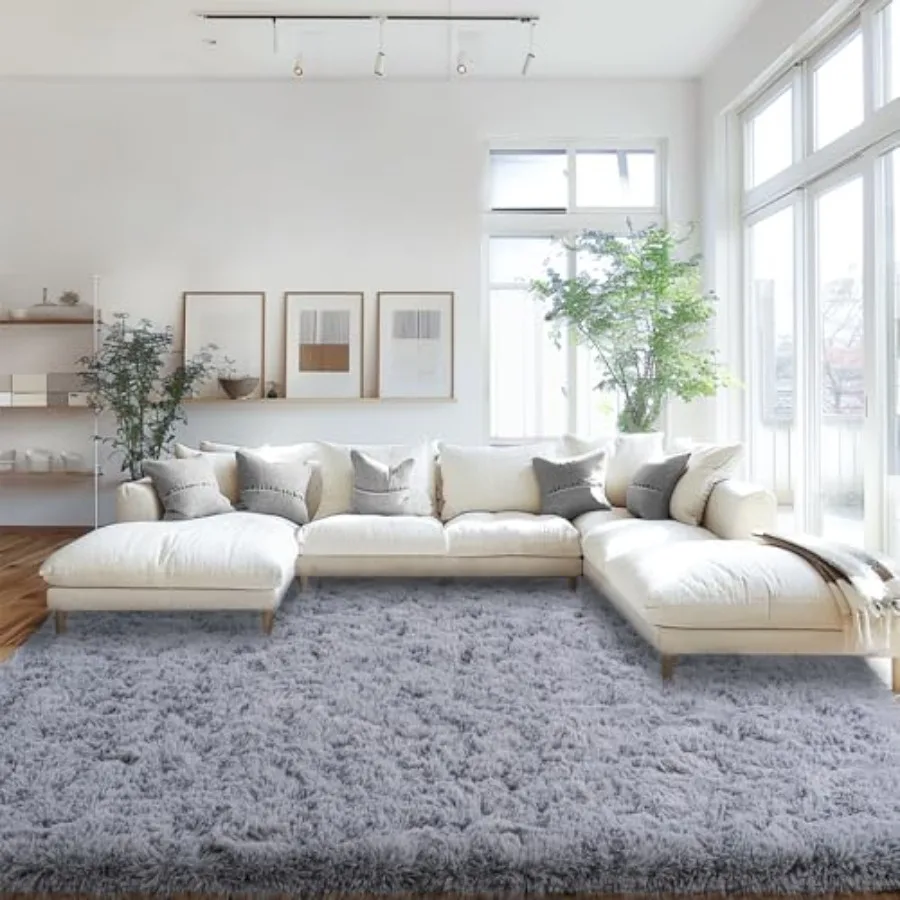 

Large Fluffy Area Rugs for Living Room and Bedroom Soft Shag Carpet with NonSlip Backing Ideal for Indoor Use in Rooms Light Gr