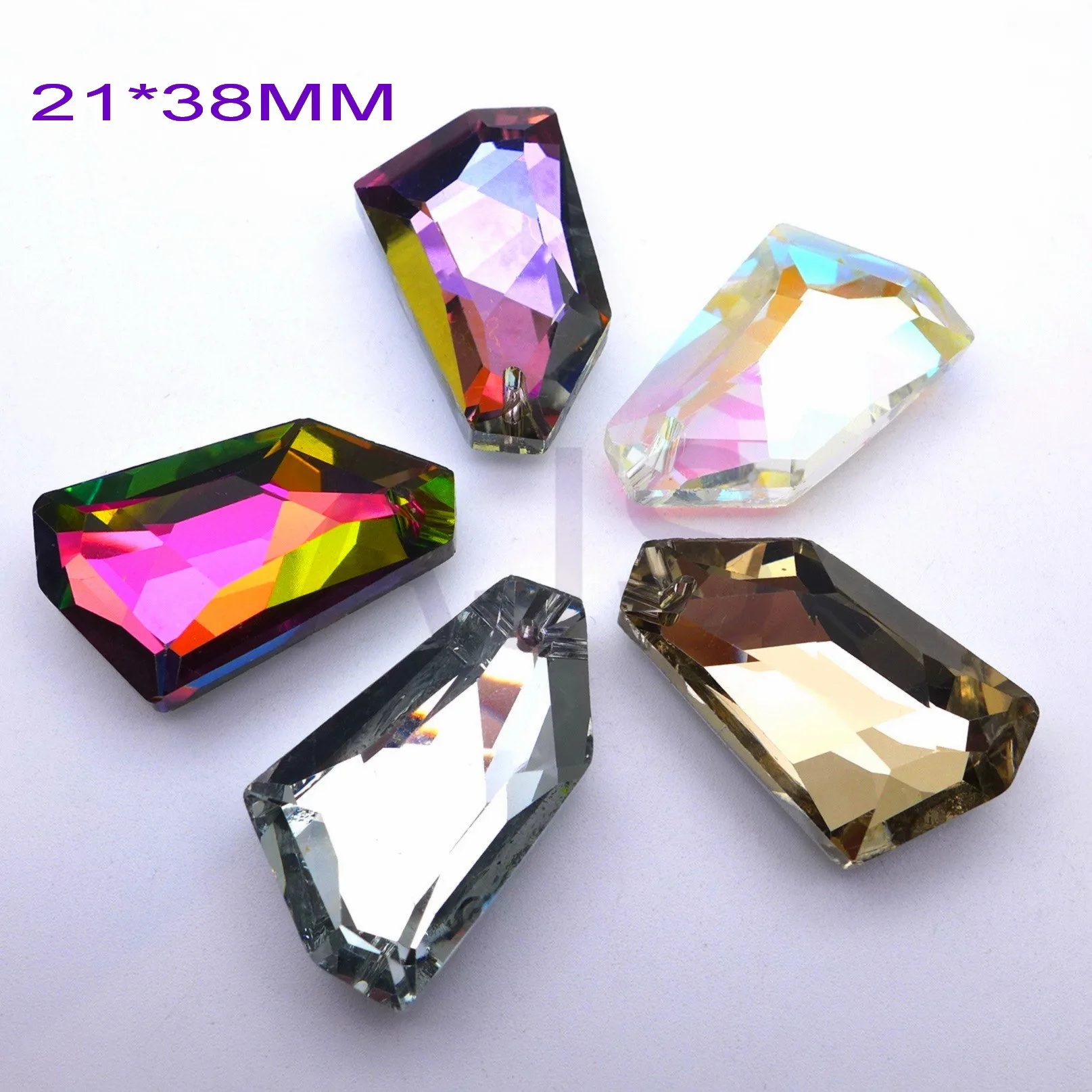 12 pcs 6670 Faceted 21*38MM Wishing Stone Orthorhombic Crystal Pendants Rainbow AB Jewelry Earrings Necklace DIY Free Shipping