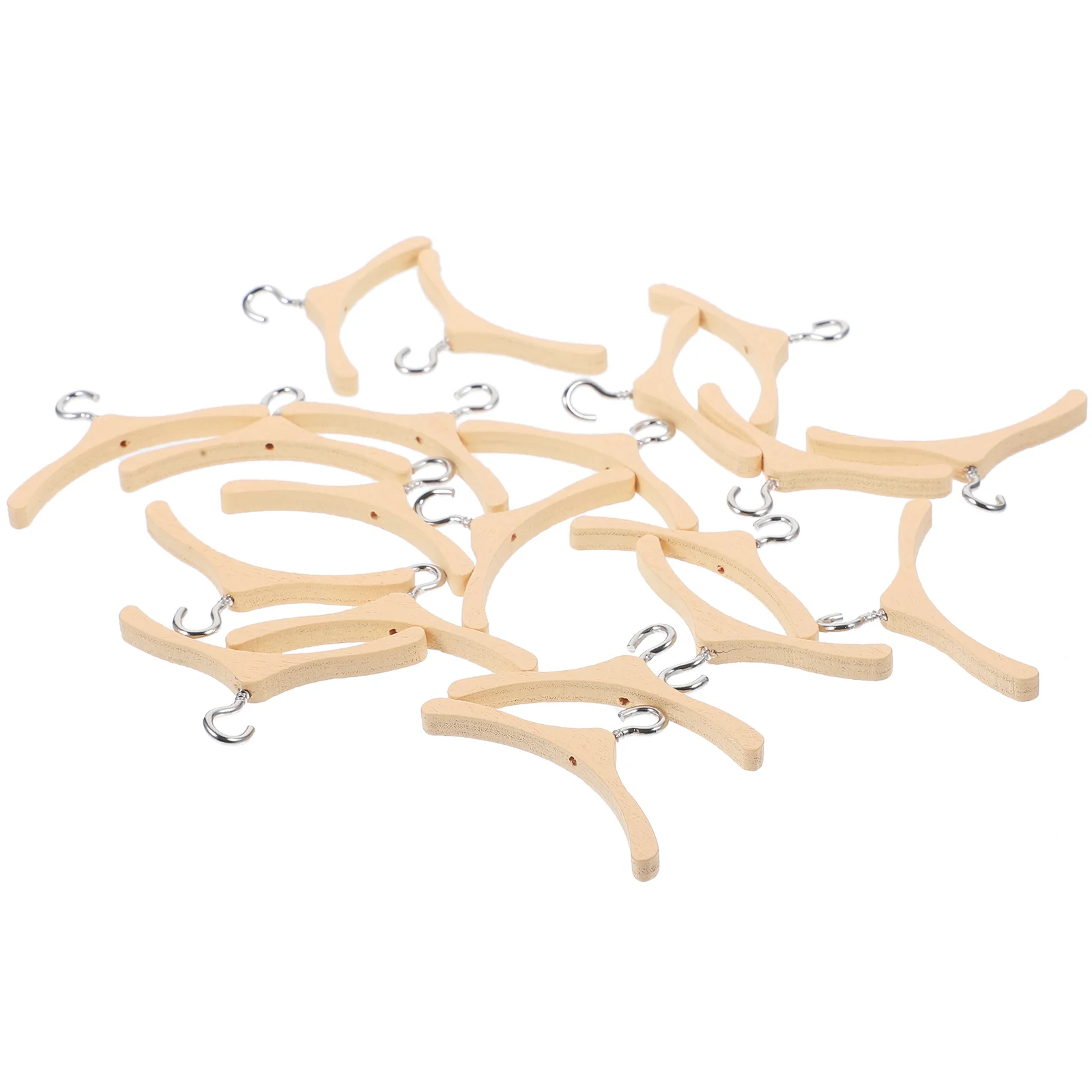 

20 Pcs Mini Hanger Small Clothing Rack Hangers for Clothes Vintage Wooden House Props