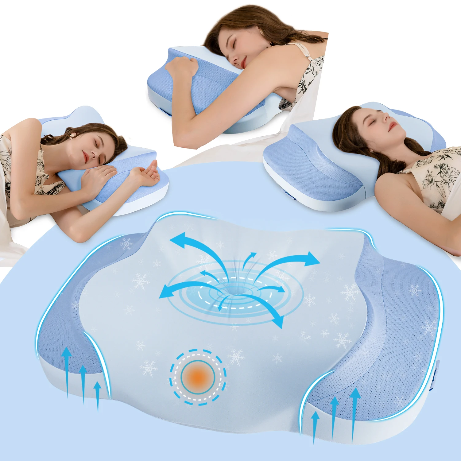 Memory Foam Orthopädische Kissen, Nackenkissen Kopfkissen, Ergonomisches Kopfkissen Nackenschmerzen, Anti Schnarch Nackenkissen, Pillow Kissen für Seiten, Rücken & Bauchschläfer