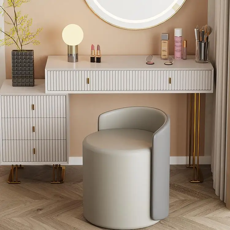 

Nordic Makeup Stool Backrest Bedroom Dressing Stools Round Ottomans Door Shoe Changing Stool Sofa Chair Vanity Chairs Muebles