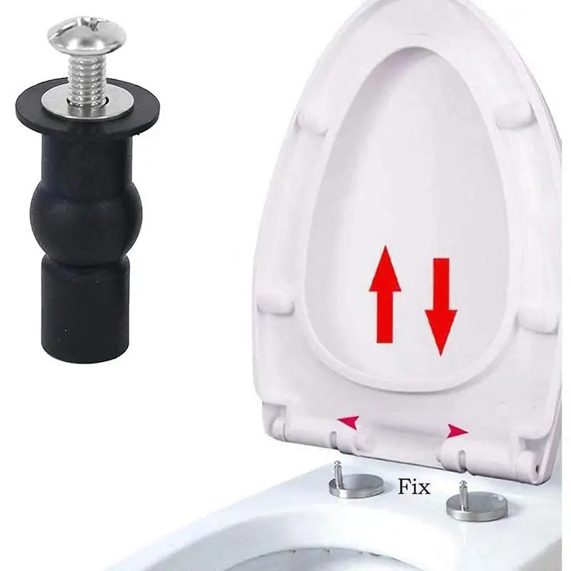 2PCS Universal Toilet Seat Hinges Screws, Stainless Steel & Rubber, Top Mounting Hardware, Replacement Fix Shifting Toilet Seat