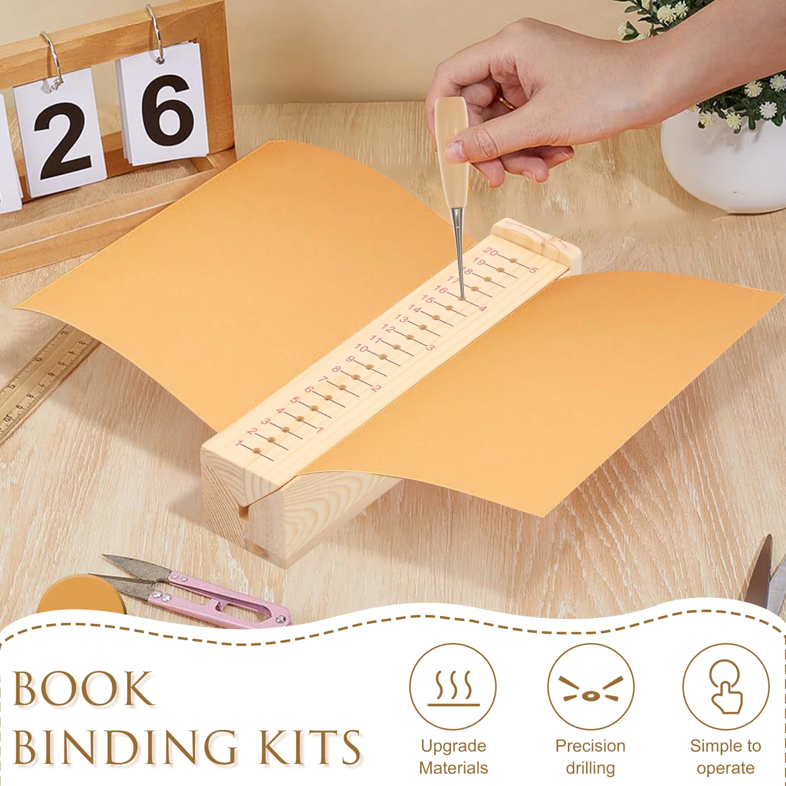 Wood Bookbinding Punching Crad - Bookbinding Supply Kit 评论和价格