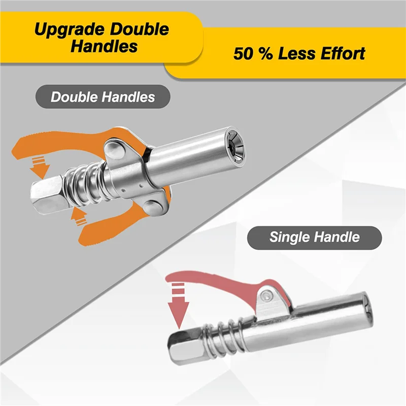

AONEQ-4Pcs Double Handle Grease Nipple Coupler Double Handle Quick Lock Release Grease Ends Couplers Compatible Grease Fitting