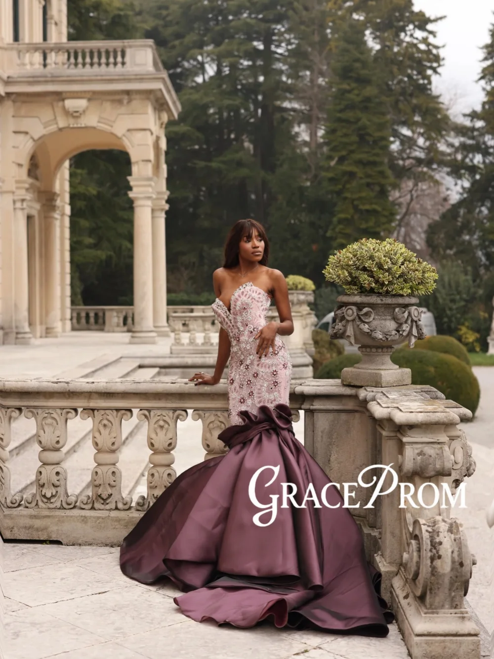 

Purple Glamorous Crystal Evening Dress Fashion Luxurious Mermaid Long Wedding Party Gown Customized Elegant Red Carpet Gowns