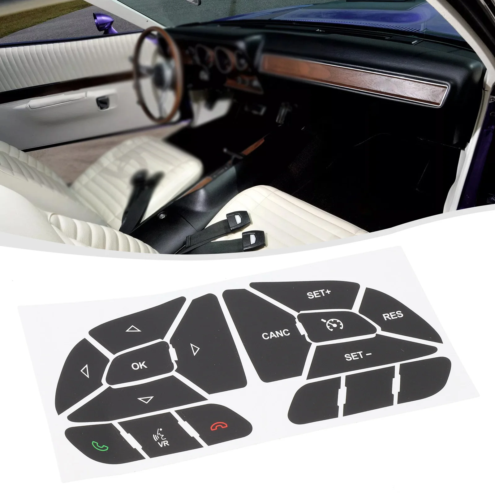 For DODGE CHARGER 2016- 2022 STEERING WHEEL BUTTON REPAIR DECALS STICKERS Auto Interior Mouldings Decor