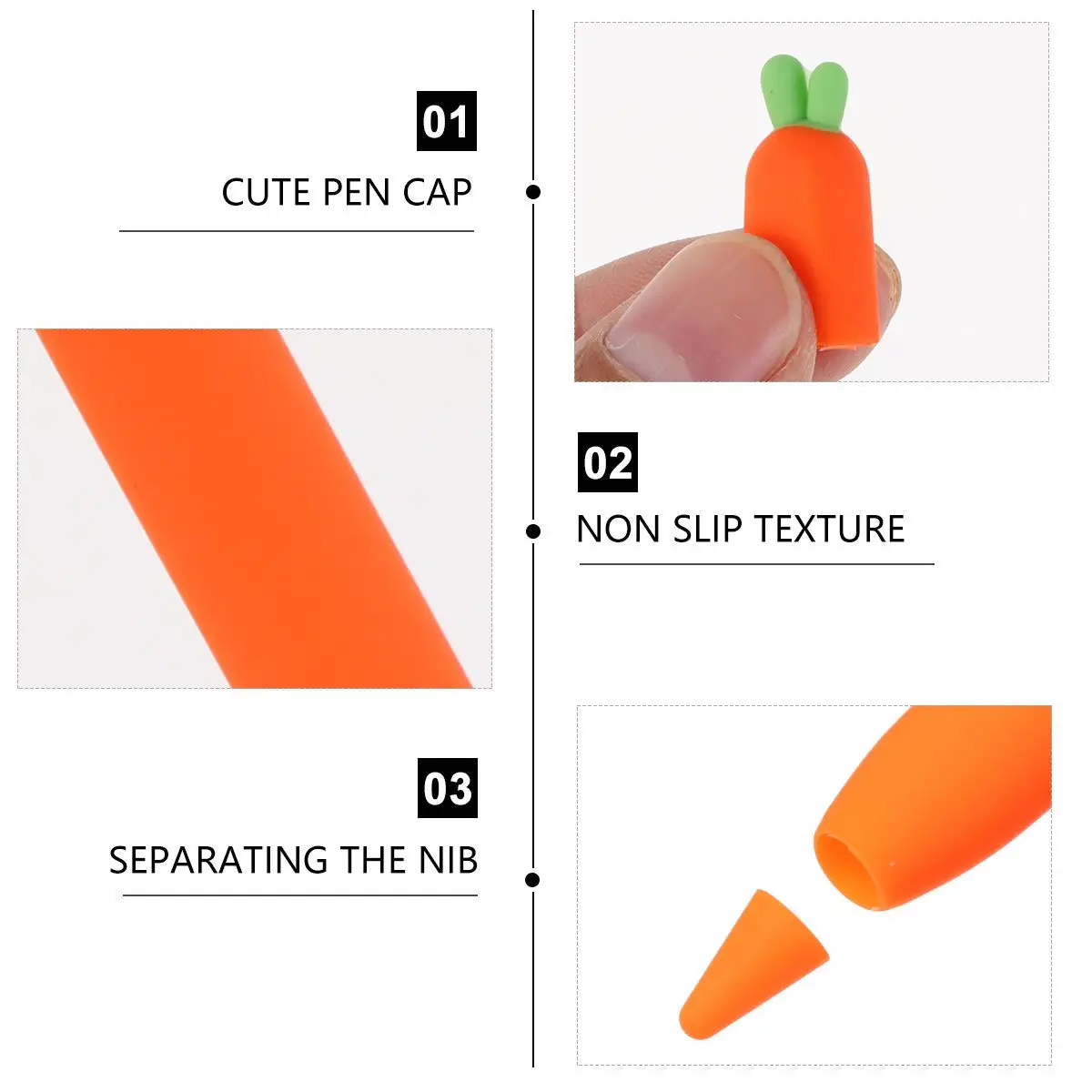 

1Pcs Pencil Silicone Cover Carrot Design Protective Sleeve Compatible 1 2 Generation Anti-Slip Scratch Resistant Case