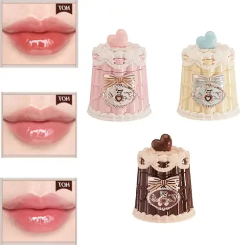 Imagen 2 del producto Flower Knows Sweetie Bear Lápiz labial para mujer - Acabado brillante Maquillaje de esmalte de labios de gelatina no pegajoso de larga duración