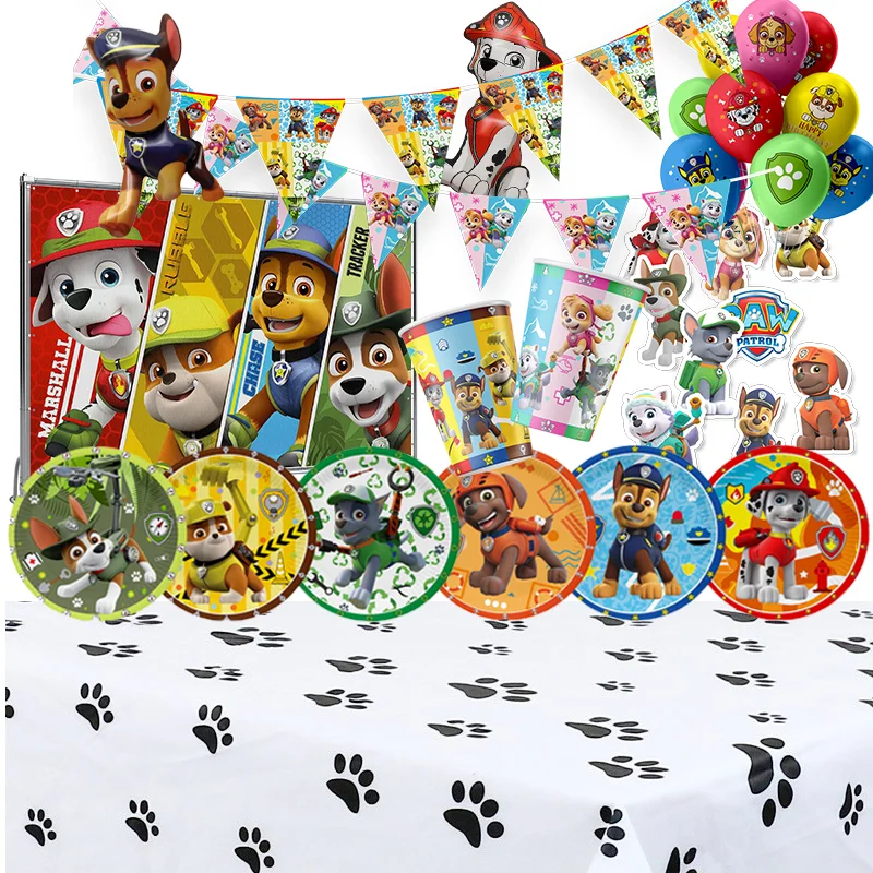 Cute Paw Patrol Dogs Decoration Party Favors Plate Children Kids Birthday Party Supplies Disposable Tableware Sets Baby Shower