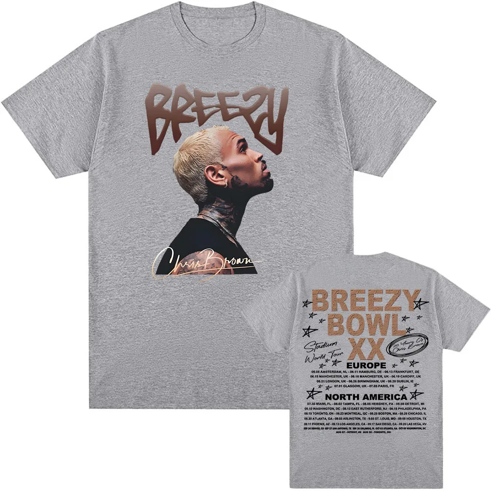 Breezy Bowl XX 2025 تي شيرت كريس براون المغني الجرافيك بلايز الصيف قصيرة الأكمام الذكور تي شيرت الطباعة الملابس الرجال النساء تيز #3