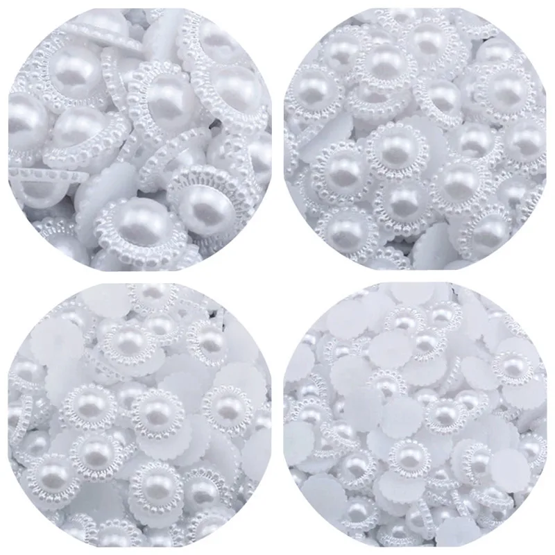 100Pcs 0.9-1.78cm/Optional Half Round Acrylic Imitation Pearl Flatback Loose Beads Jewelry Making Diy Clothing Crafts Accessory