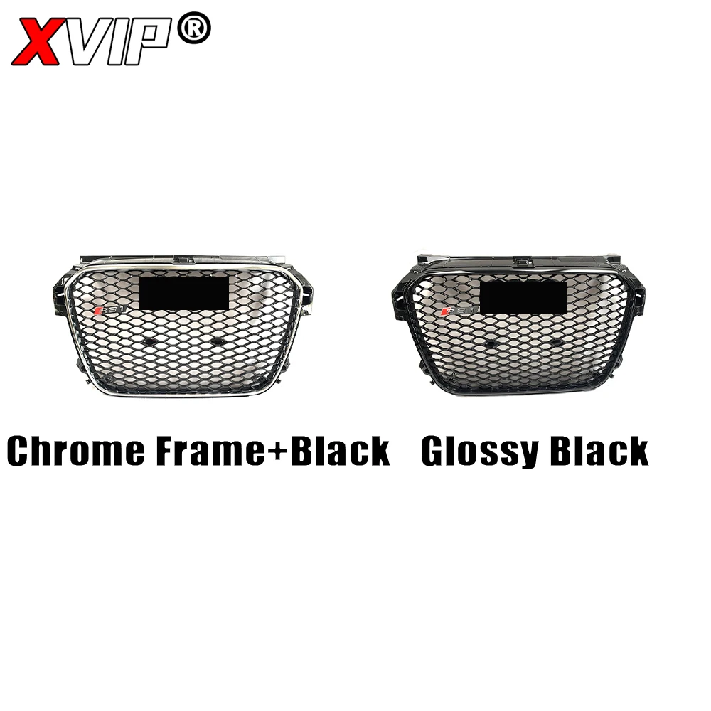 XVIP S1 Style Chrome Frame Front Bumper Grille Fit For Audi A1 8X 2011-2015 Silver Frame+Chrom Ring To RS1 Style Upper Grille