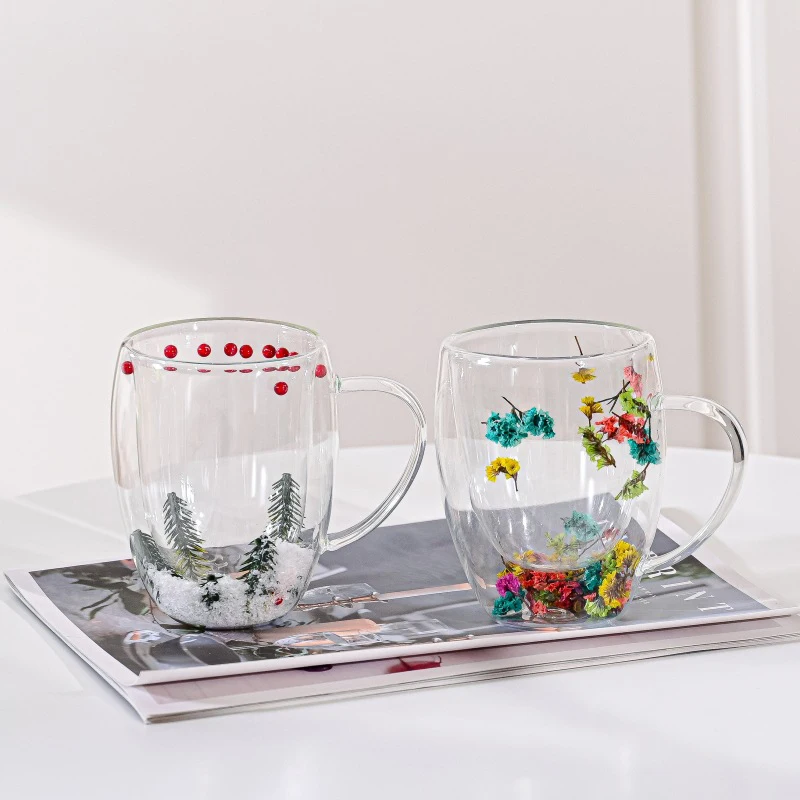 1/2/4PCS Doppel Wand Klar Glas Kaffee Tassen Doppel Isolierte Glas Tasse Für Heiße Kalte Getränke cappuccino Espresso Tasse – Detail 13