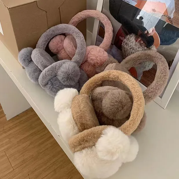 New Thickened Earmuffs Fashion Cute Khaki Plush Warm Ear Protect Winter Practical Windproof Ear Muffs New Year's Gift
