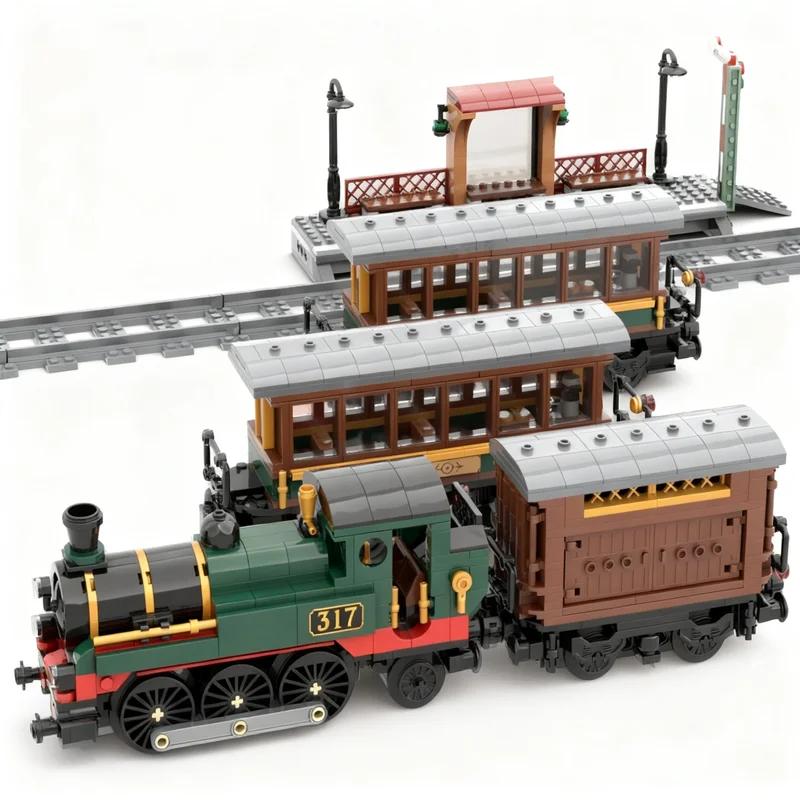 1159pcs MOC Vintage Tank Engine Train Extension Model Building Blocks Toys Collection 3D Brick Display DIY Assemble Art Craft