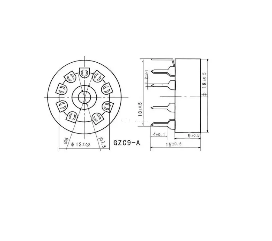 Enchufe de tubo de montaje PCB B9A de 9 pines de cerámica, 10 piezas para 12AX7, 12AT7, 12AU7, 6DJ8, ECC82, 5670, 6922, EL84, 6BM8, 6BQ5, 6DL4, Audio Hifi, bricolaje