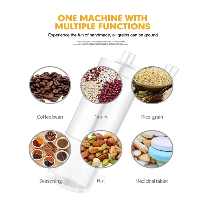 

AT02-Portable Manual Coffee Grinder Portable Wood Grain Hand Crank Mill Forhome Travel