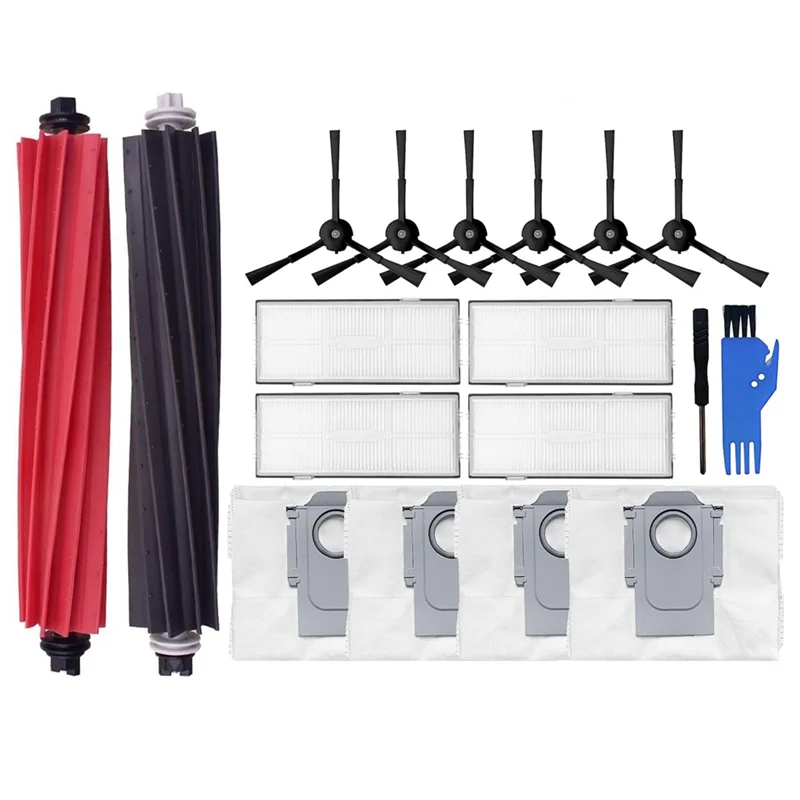 أجزاء الفرش الجانبية الرئيسية من WHYY-استبدال أكياس الغبار لمرشح Hepa للمكنسة الكهربائية Roborock S8 Pro Ultra, S8, S8+, G20