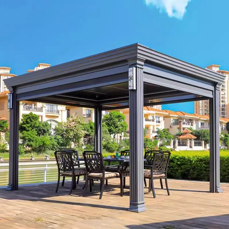 Villa courtyard gazebo outdoor aluminum alloy Chinese awning outdoor rooftop garden leisure European louver pavilion