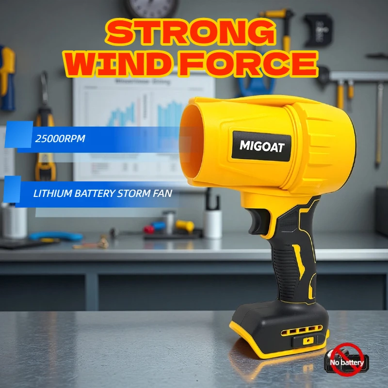 

MIGOAT Storm Blower 200M/S Turbo Wind, Handheld Power Blower for Yard Debris and Auto Detailing, For Dewalt 20V Battery