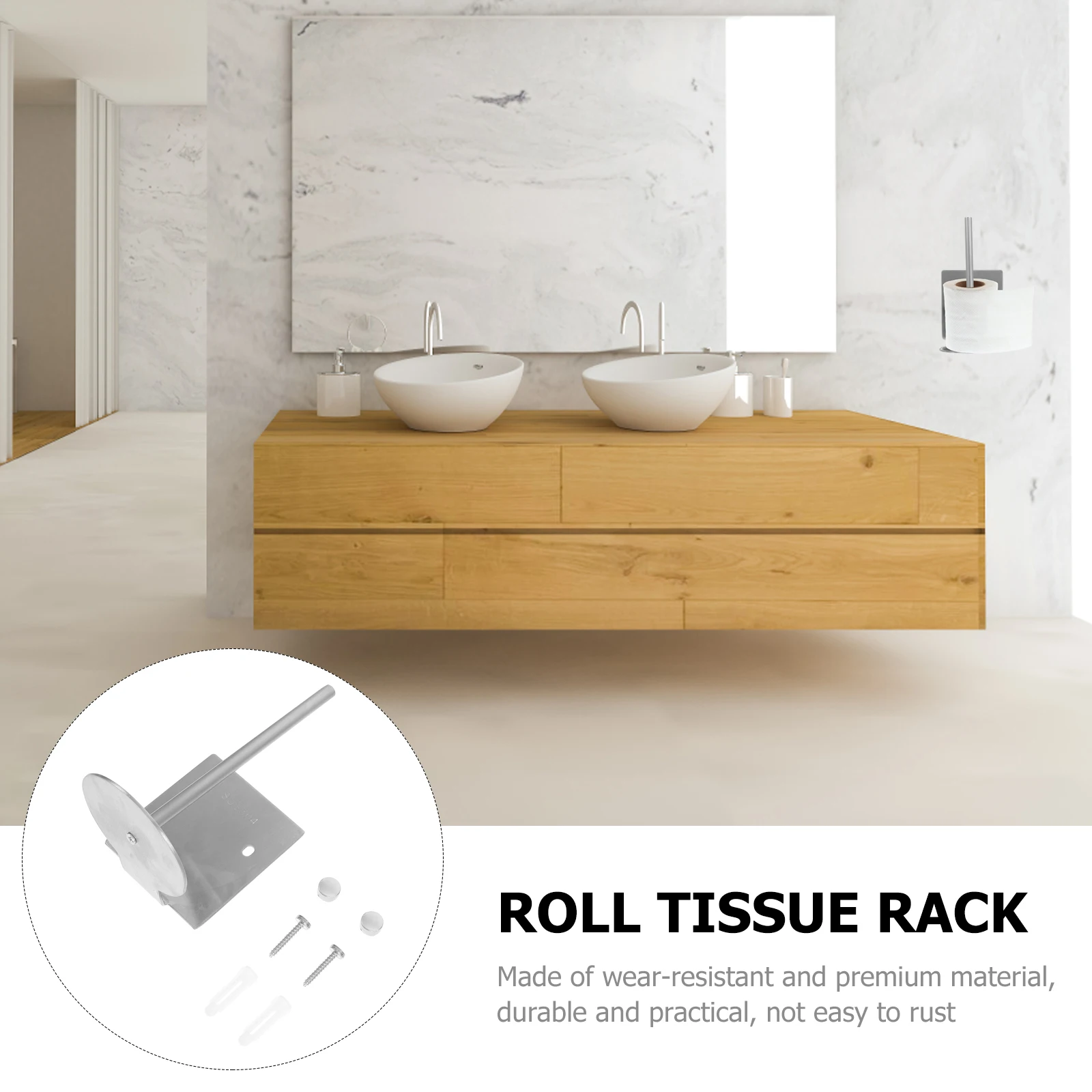

1 Set Stainless Tissue Stand Durable Rust Resistant Easy Install Bathroom Kitchen Cling Wrap Holder Roll Paper Stand Storage