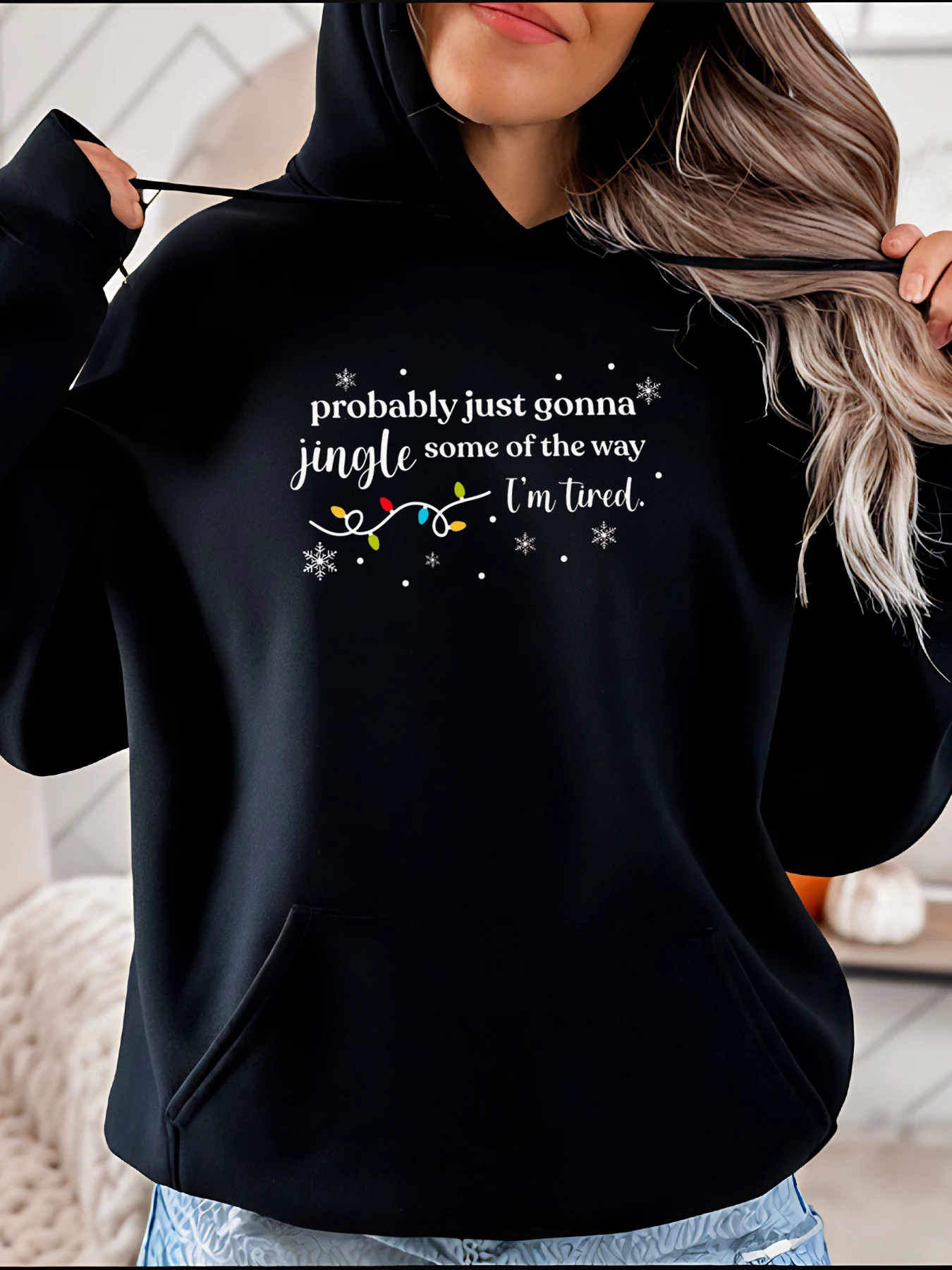 

Рождественская толстовка с забавным принтом Jingle, женская повседневная зимняя толстовка, праздничный подарок для женщин