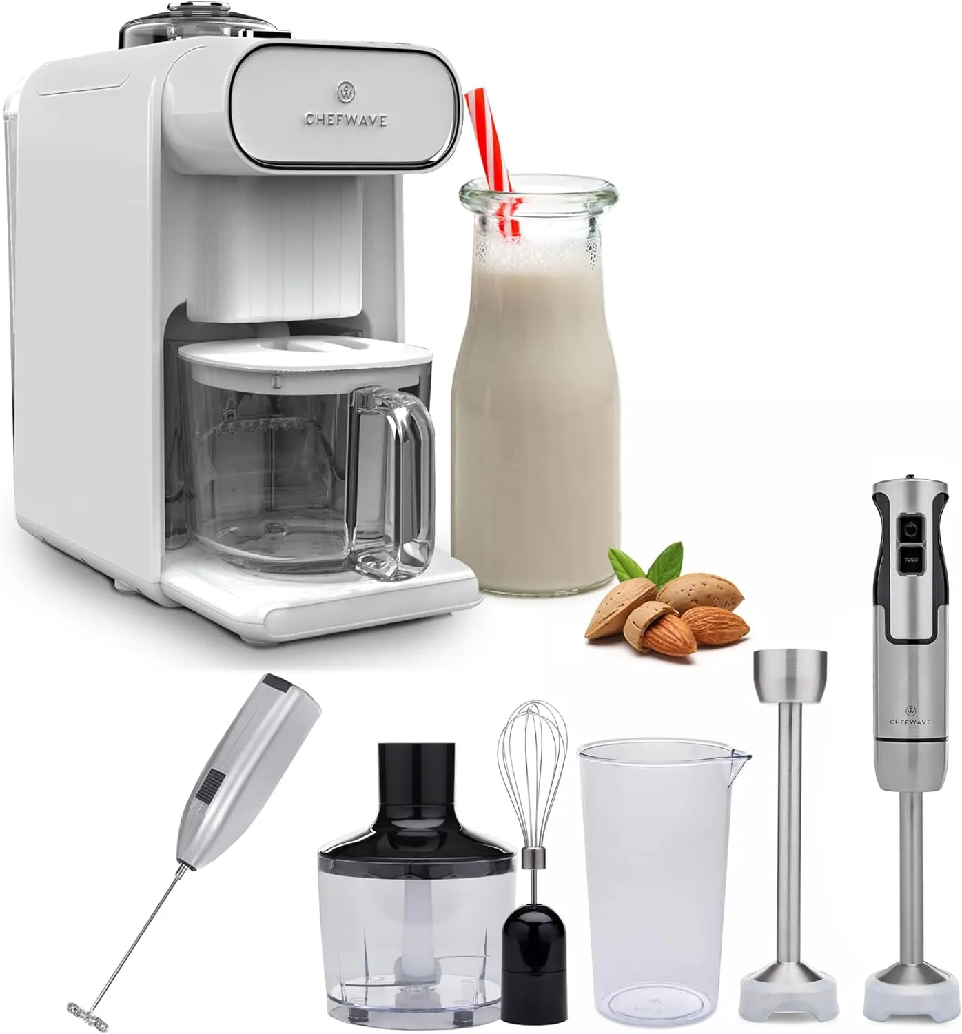 Non-Dairy Milk Maker with Intermix Hand Blender & Milk Frother (3 Items)