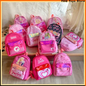 MINISO-Barbie Princess حقيبة ظهر للبنات, رسوم متحركة أنمي, لطيف, حقيبة مدرسية للأطفال لرياض الأطفال, Kawaii Girl, لعبة هدية أعلى 10 مبيعات لحقيبة ظهر باربي - رقم 3