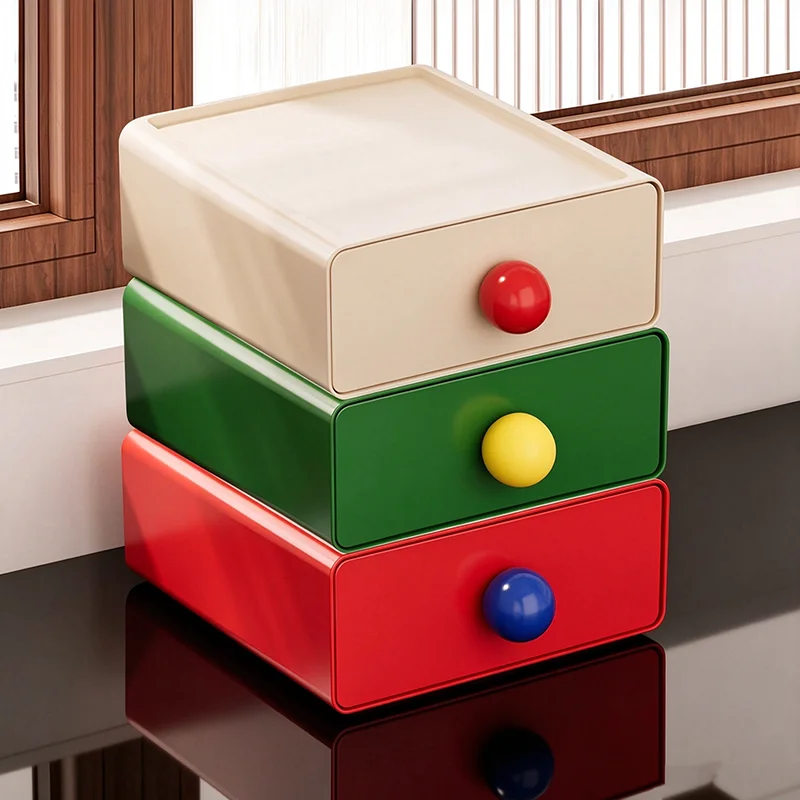 Desk Organizer Box Stackable Dust-proof Desktop Storage Boxes Drawer Large Capacity Stationery Storage Rack