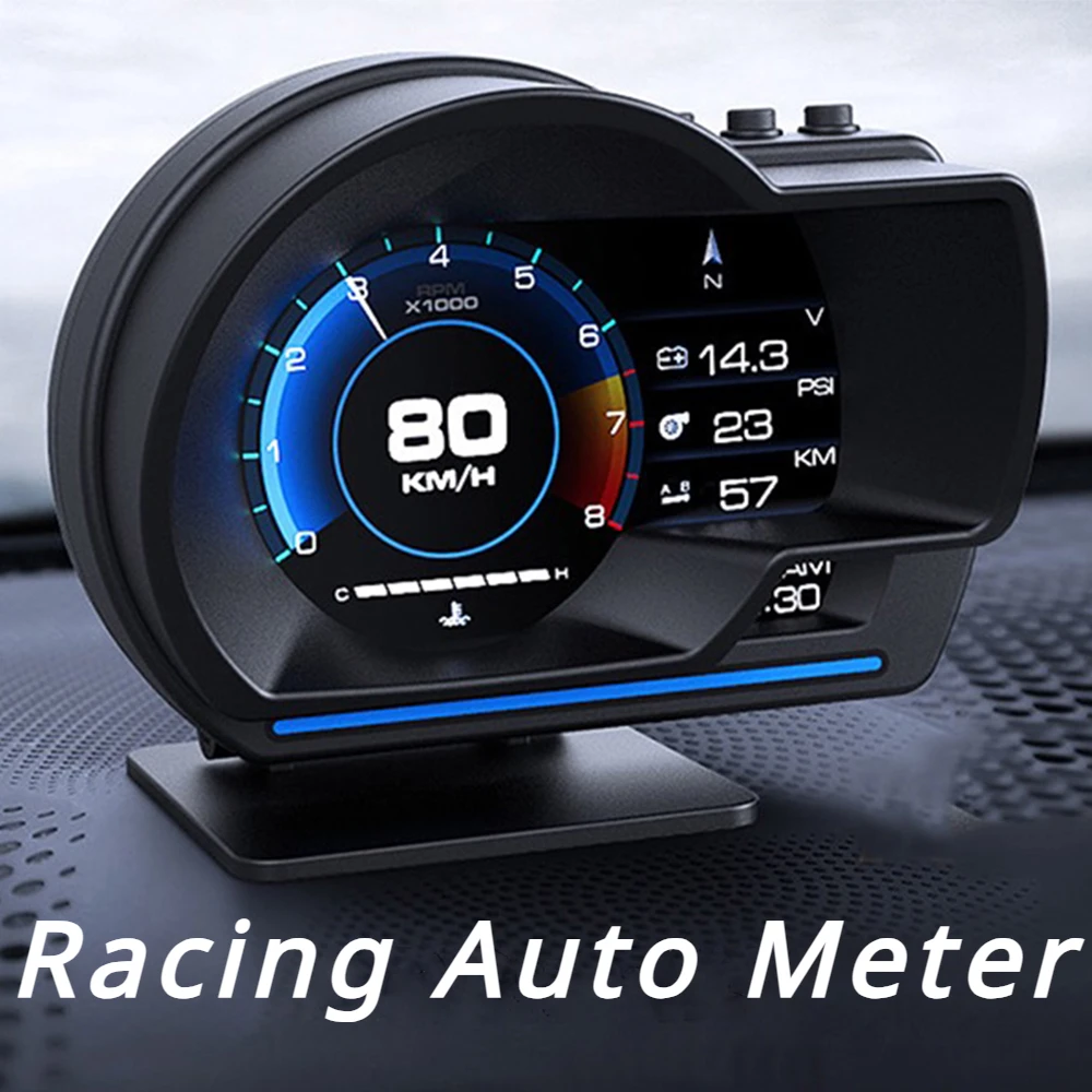 

Hot Newest A501 Auto Meter Car HUD Turbo Gauge Car Head Up Display OBD2 Smart Digital Odometer Security Alarm Water&Oil Temp RPM