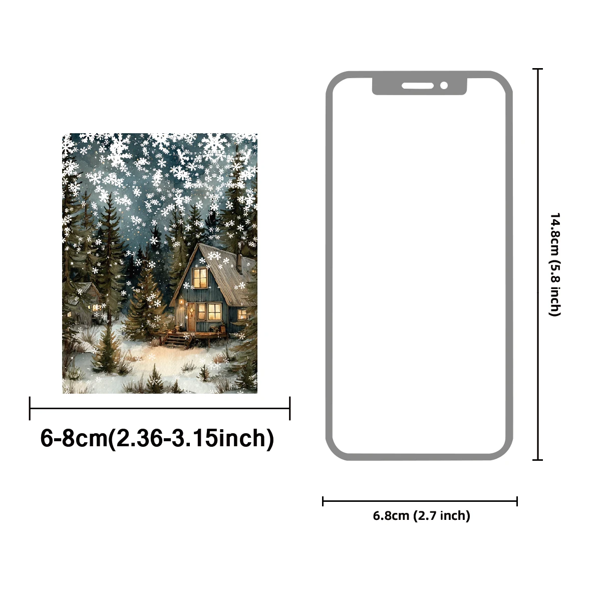 Etori Life Silent Snowfall 15Pcs Warm House Snowy Night Collage Stickers for a Relaxing and Healing Feel, Suitable for Decorating Notebooks, Phone Stickers, Luggage, Room Decor, DIY Journals, Scrapbooking Supplies, Card Making, School Supplies, Children's Stationery Stickers, Back-To-School Season