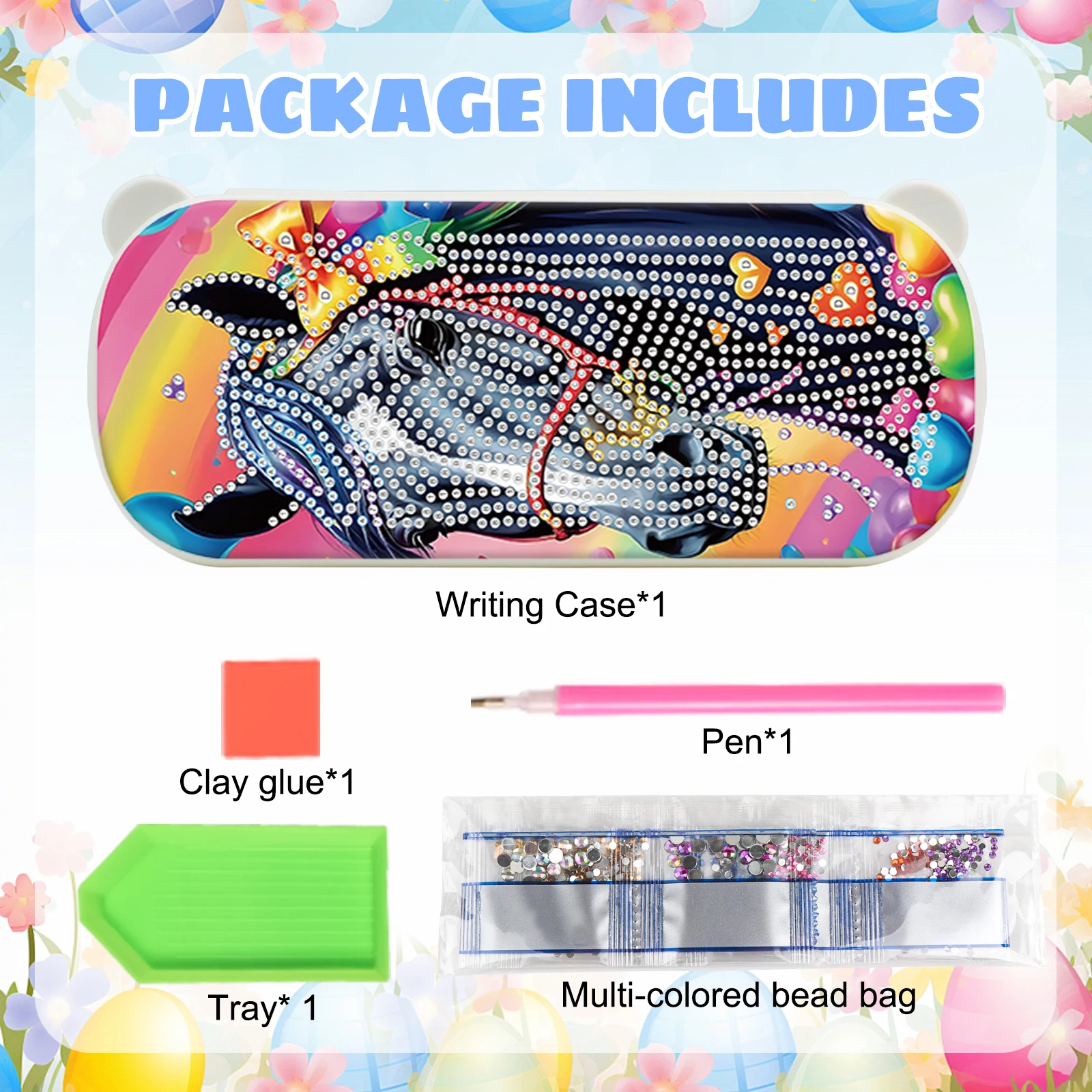 Diamond Art Painting pencil box Kits for Adults,DIY dark horse Diamond Art pencil box Case Storage Organizer for Stationery gift view 4