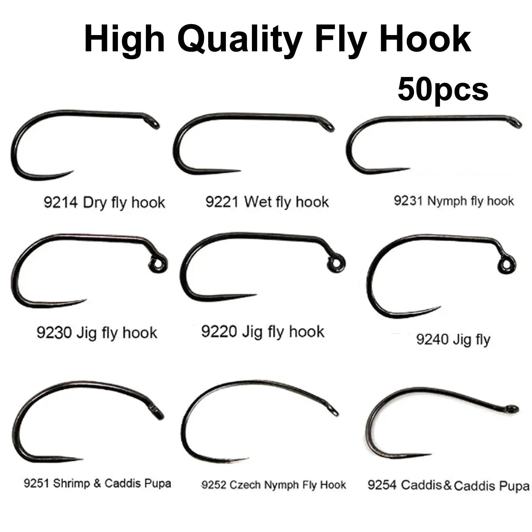 competition jig hooks for fly fishing HANK - H 400BL 50pcs Competition Barbless Fly Tying