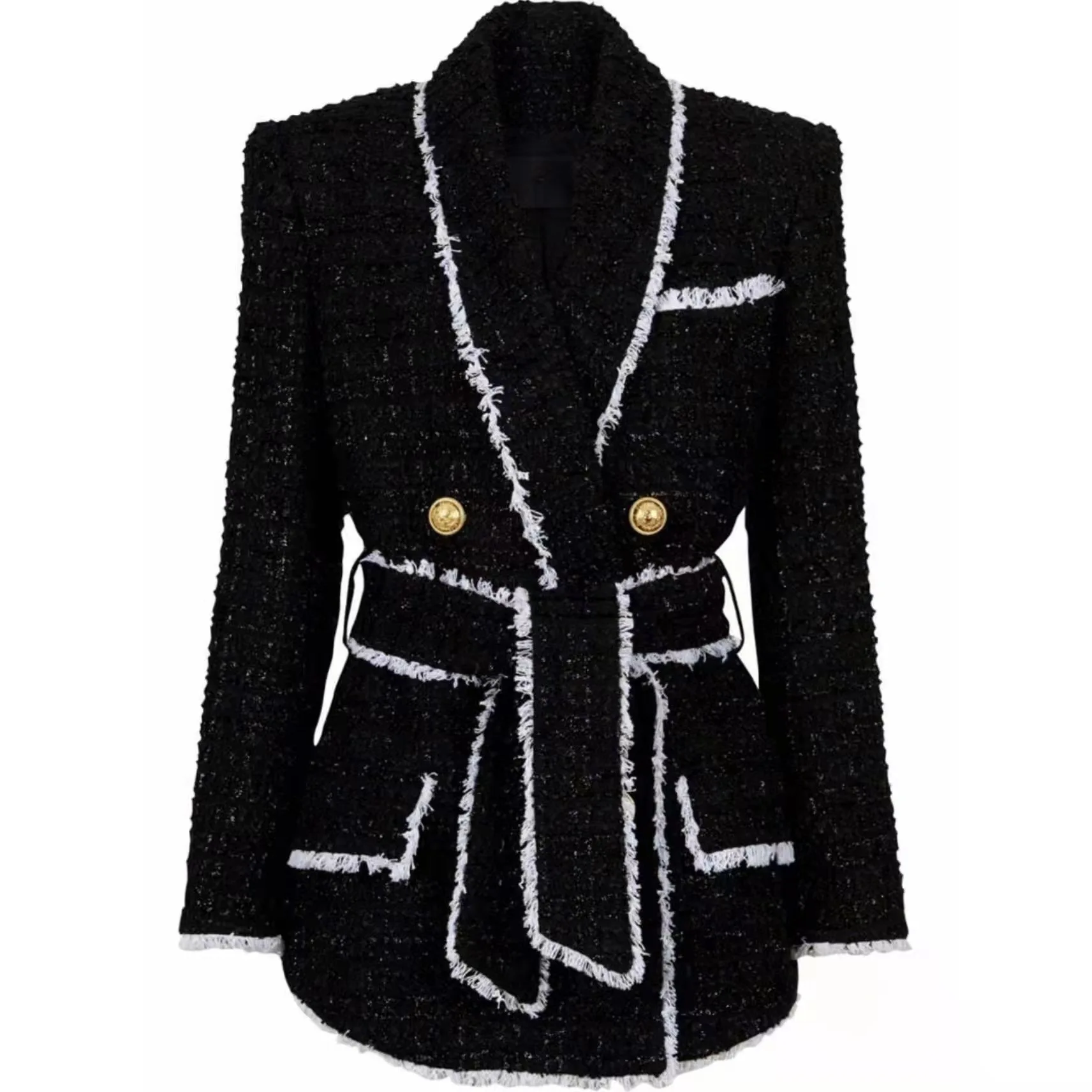 high-end women's tweed waist slimming supply women's temperament urban jacket woman ropa mujer blazer mujer traf 2025 femme