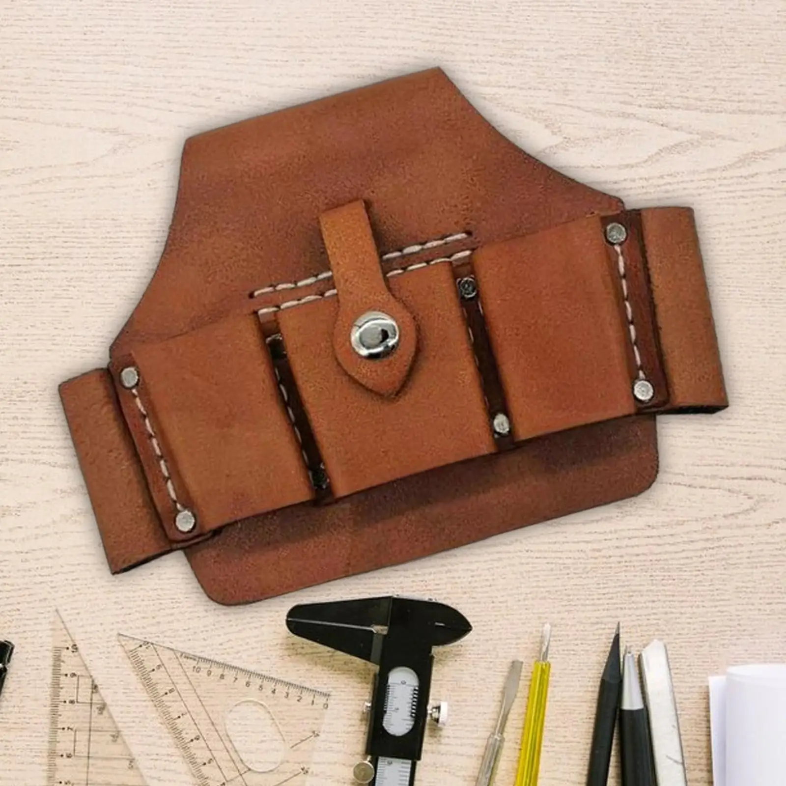 Tool Pouch Belt Accessory Utility Brown Gadget Pocket Sturdy Premium Cowhide Storage Pouch Portable Waist Bag Tool Storage Bag