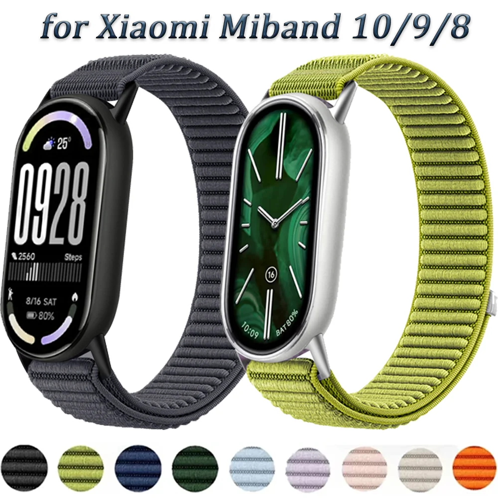 Nylon geflochtenes Schlaufenarmband für SmartWatch Xiaomi Miband 10/9/8 Metallschnalle Armbandband für Xiaomi Mi Band 10/9 Gürtelzubehör